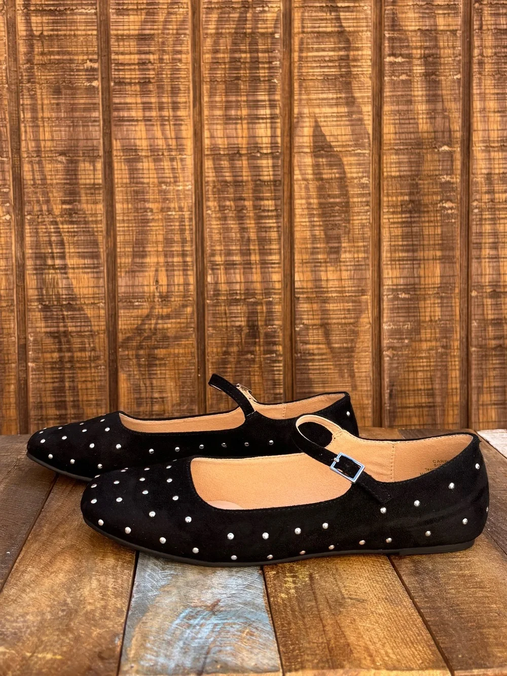 Journee Carrie Black Maryjanes With Silver Button Polka Dots